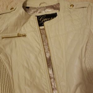 Guess White Leather Jacket